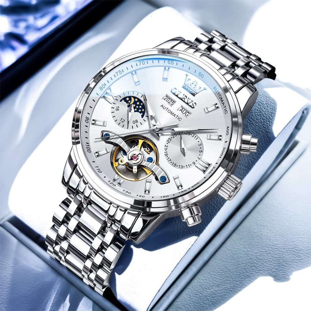 OLEVS 6740 Skeleton Flywheel Mechanical Watch for Men