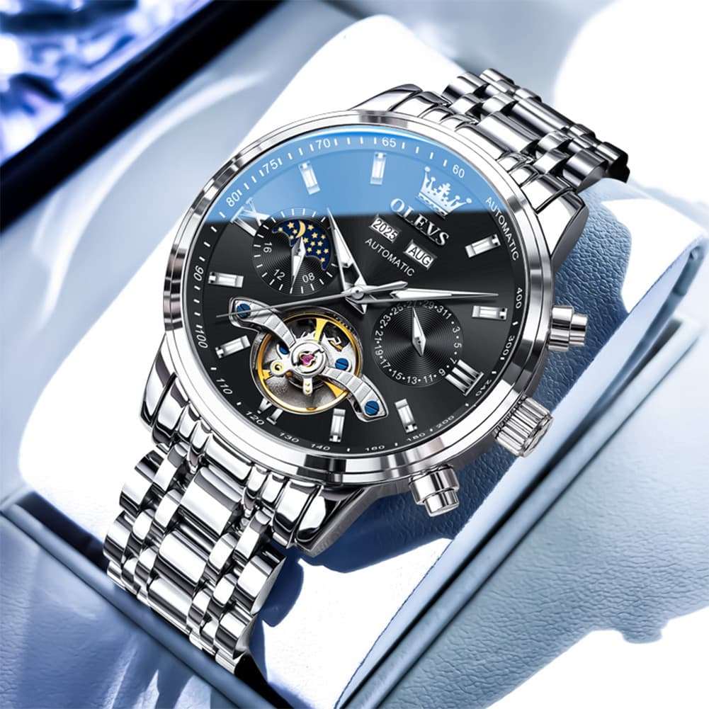 OLEVS 6740 Skeleton Flywheel Mechanical Watch for Men