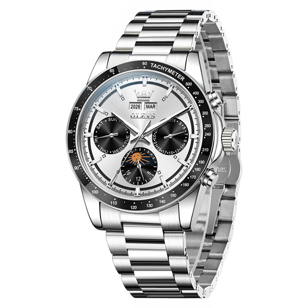 OLEVS 6756 Silver White front view