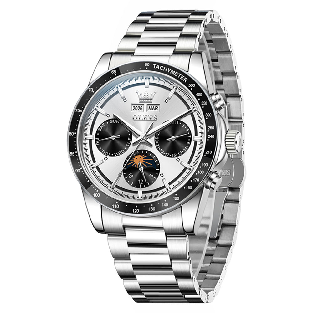 OLEVS 6756 Silver White front view