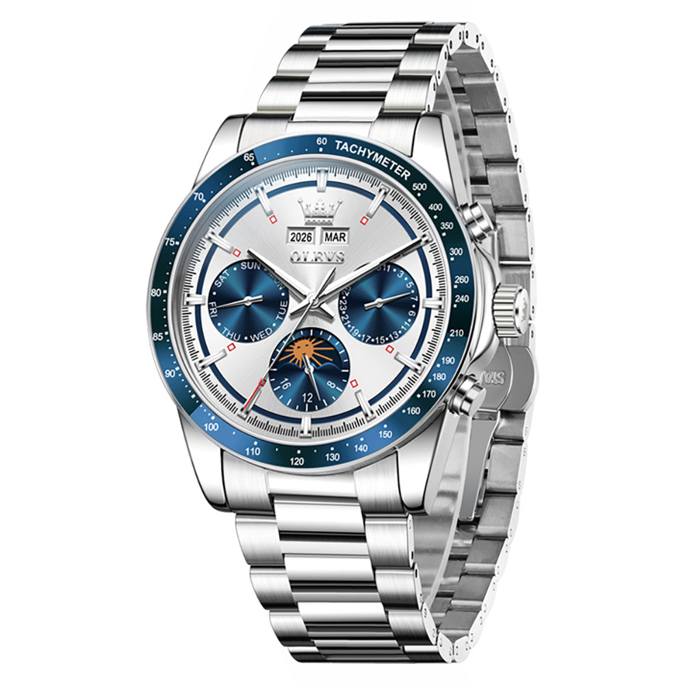 OLEVS 6756 Silver Blue front view
