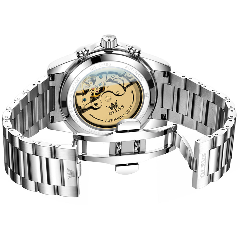 OLEVS 6756 automatic movement exhibition caseback