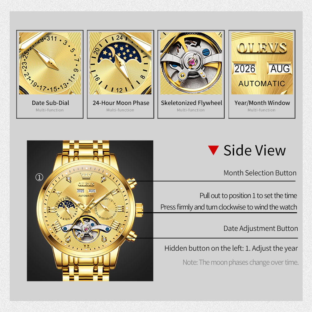 OLEVS 6763 automatic watch feature overview