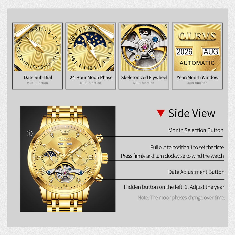 OLEVS 6763 automatic watch feature overview