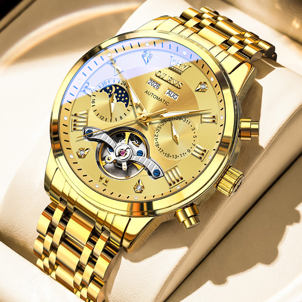 OLEVS 6763 mens mechanical watch close detail