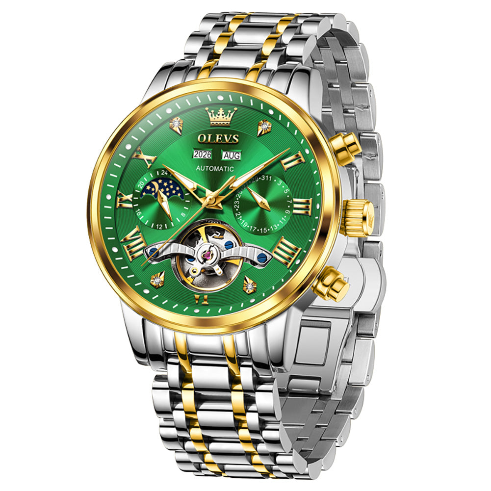 OLEVS 6763 two tone green automatic mechanical watch