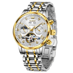 OLEVS 6763 two tone white automatic mechanical watch for men