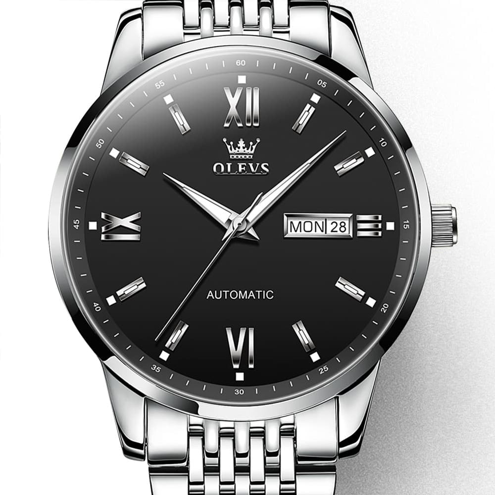 OLEVS 6777 Minimalist Day Date Mechanical Watch for Men - Two Tone White Watch | Olevs Watch Store