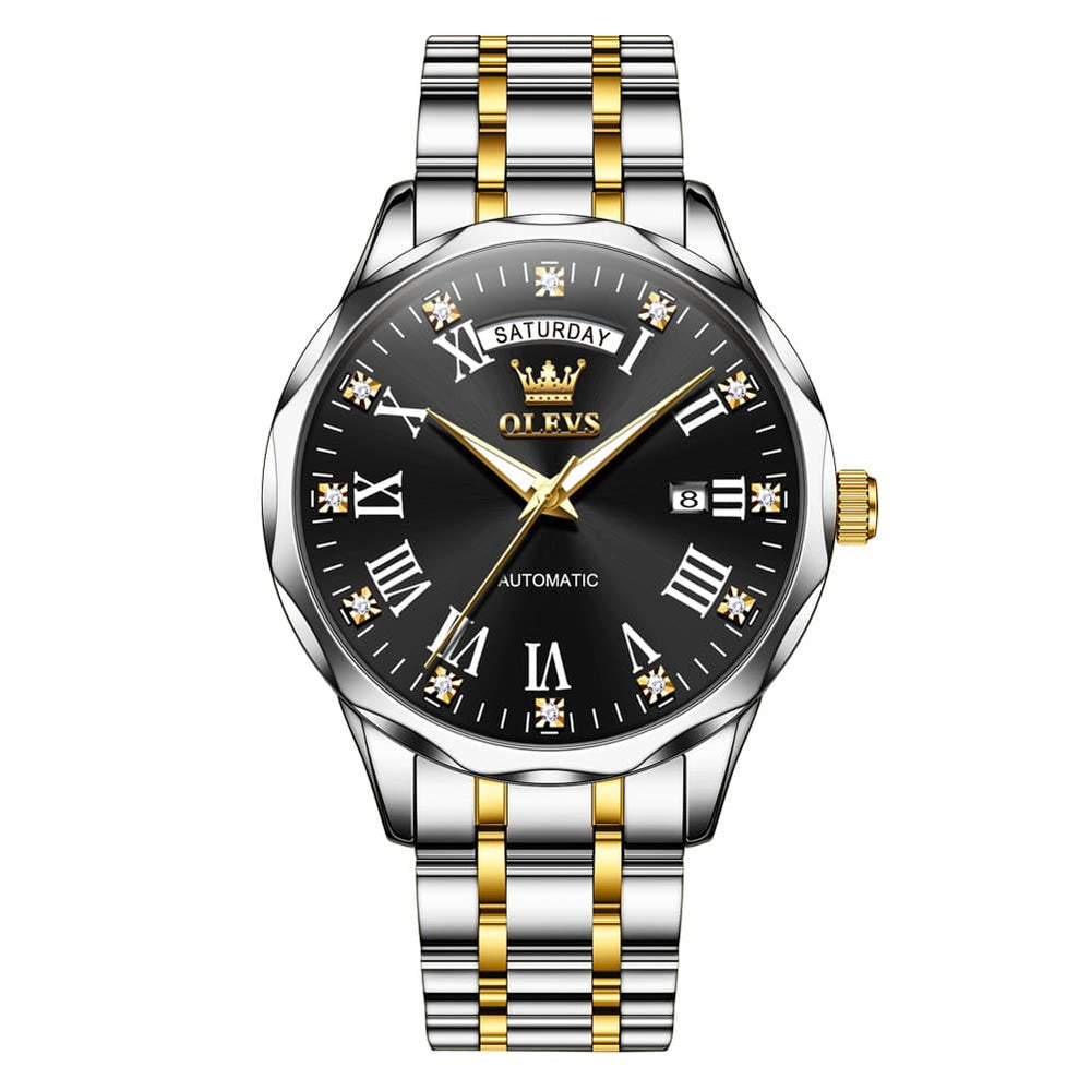 OLEVS 6780 Roman Numerals Day Date Mechanical Watch for Men - All Gold Watch | Olevs Watch Store