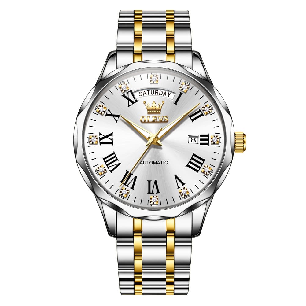 OLEVS 6780 Roman Numerals Day Date Mechanical Watch for Men - All Gold Watch | Olevs Watch Store