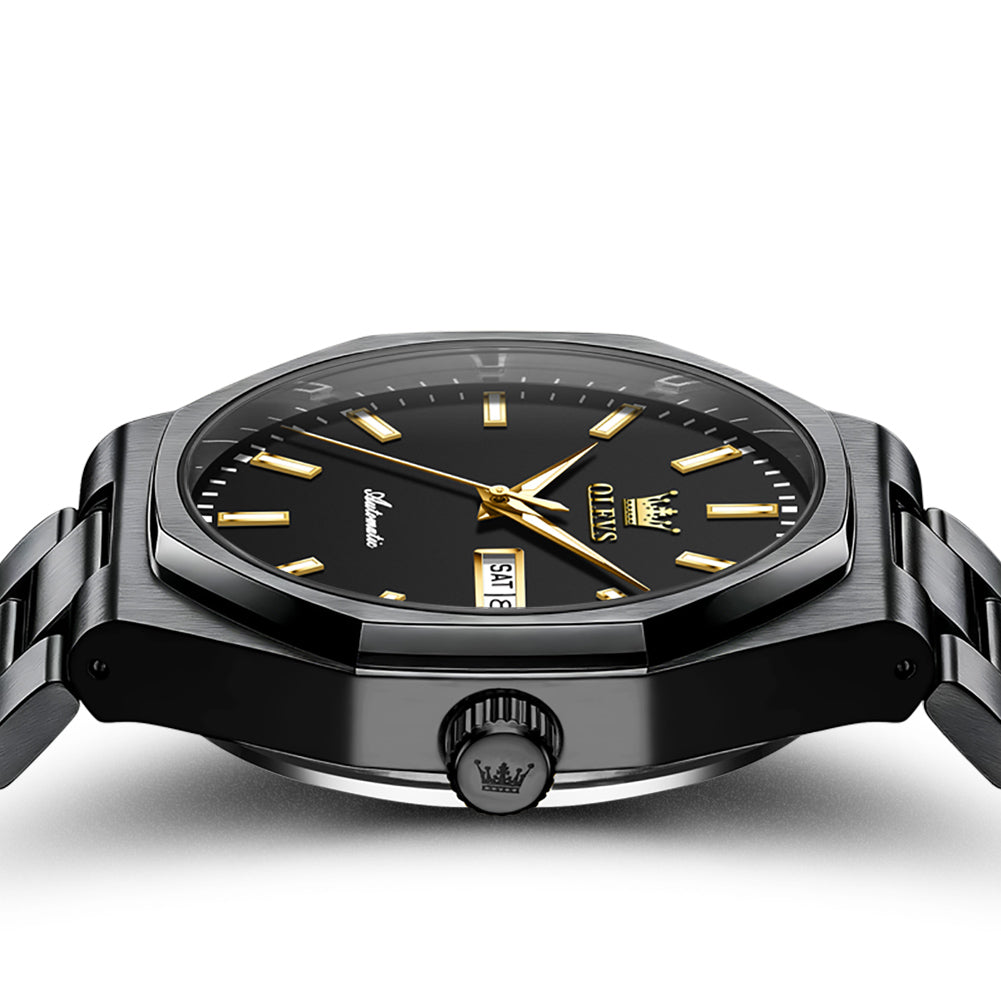 OLEVS 6786 All Black polygon case side profile