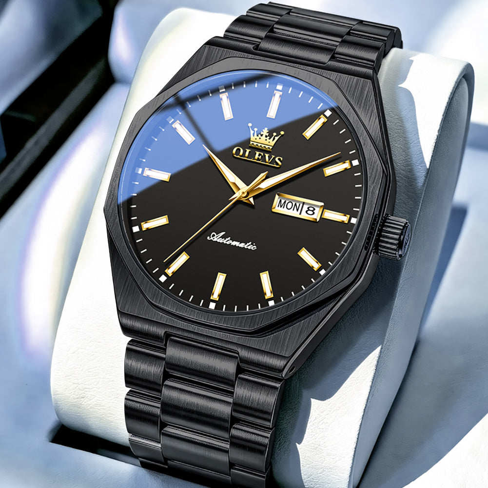 OLEVS 6786 All Black watch studio closeup