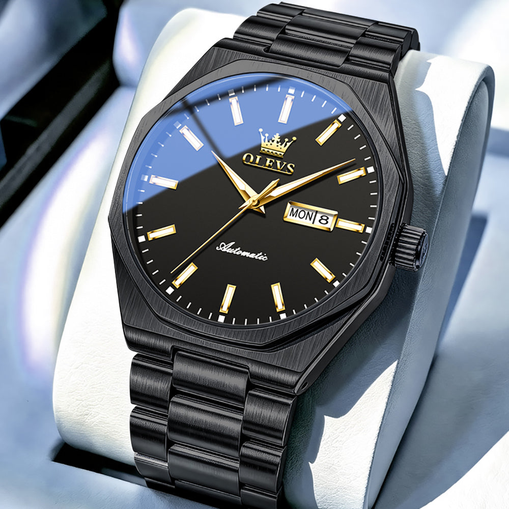 OLEVS 6786 All Black watch studio closeup