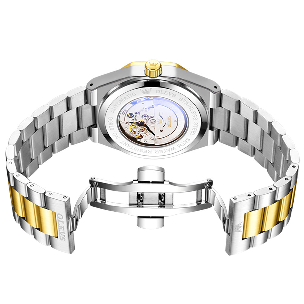 OLEVS 6786 exhibition caseback and butterfly clasp