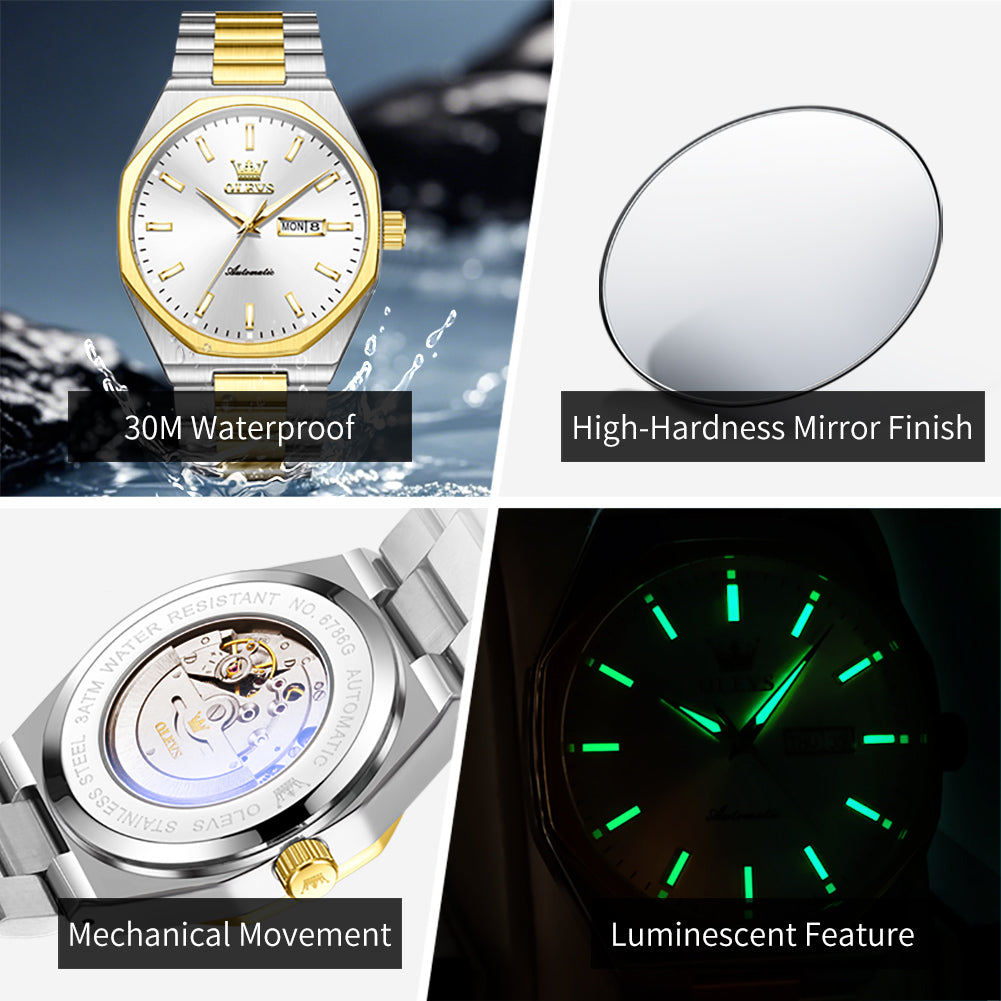 OLEVS 6786 automatic movement luminous and water resistant features