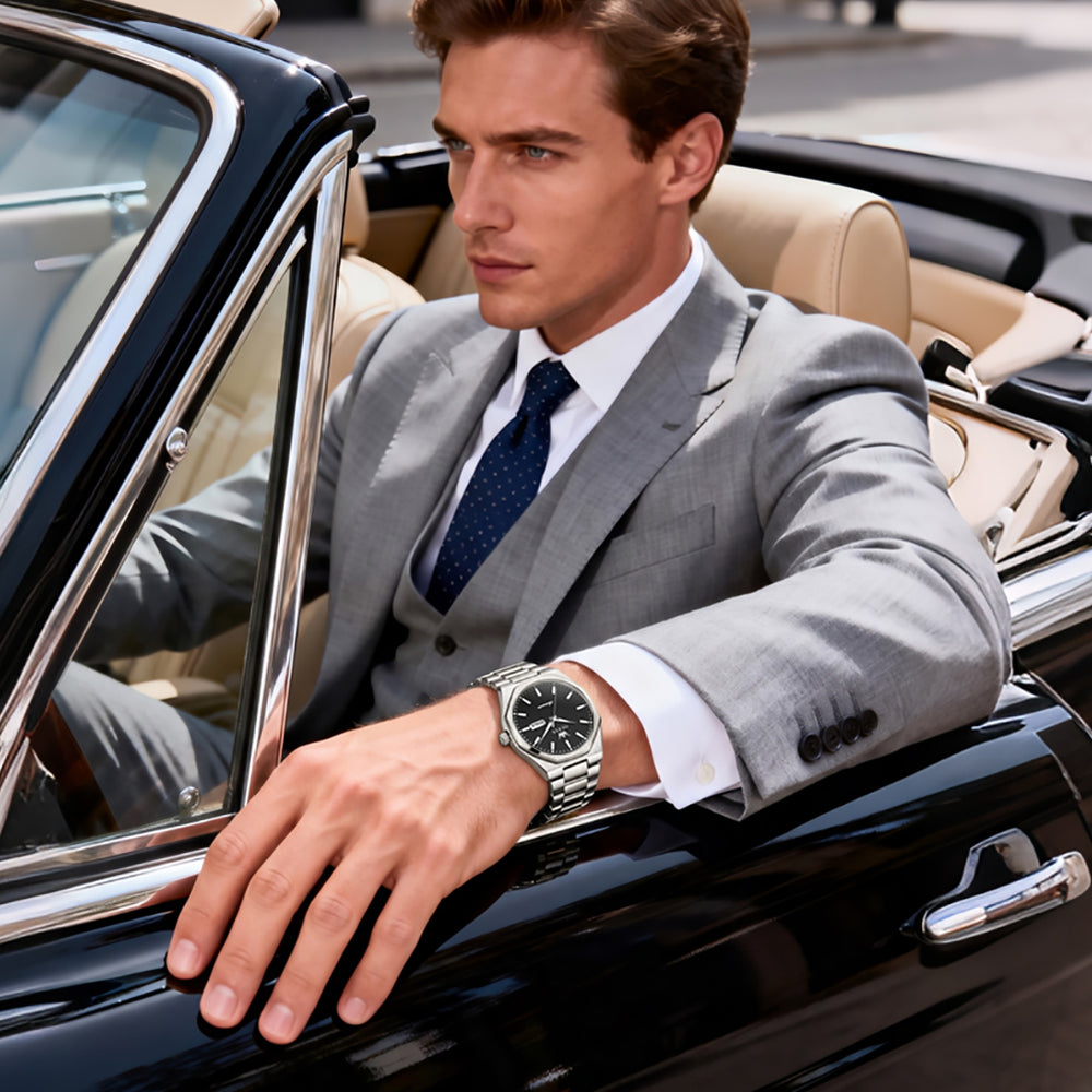 OLEVS 6786 Silver Black automatic watch lifestyle
