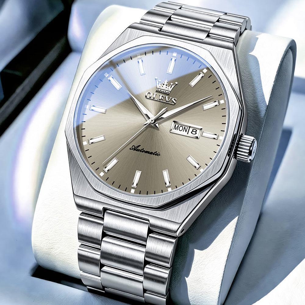 OLEVS 6786 Silver Gray watch studio closeup