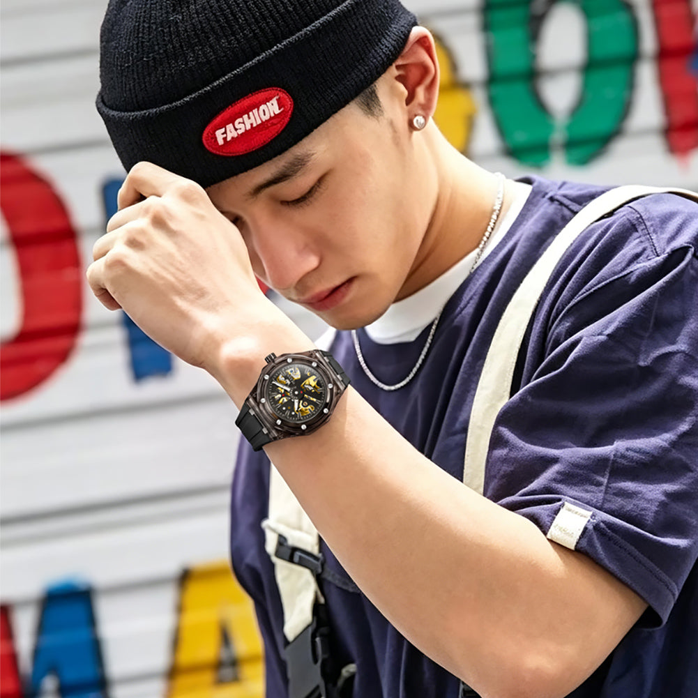 OLEVS 6788 All Black watch worn on wrist