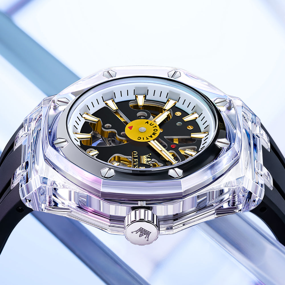 OLEVS 6788 Black Clear transparent case closeup