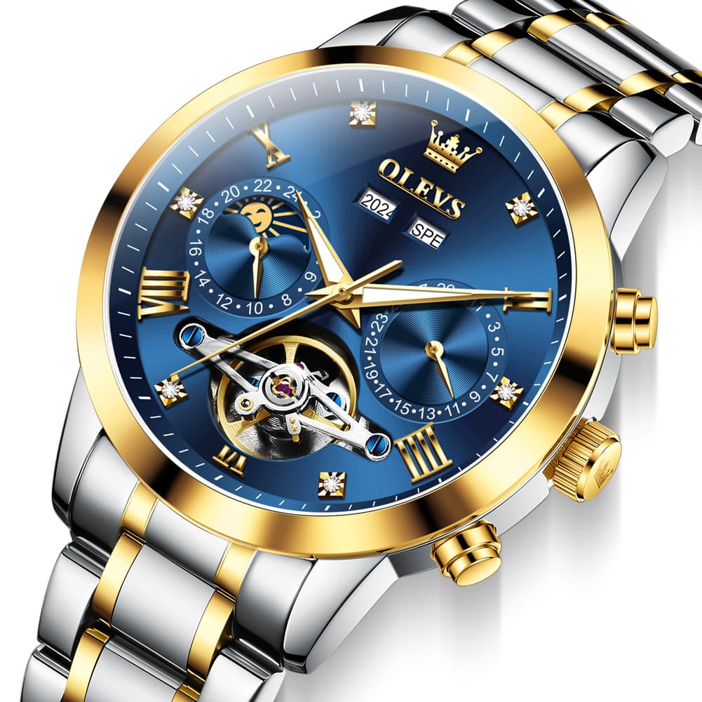 OLEVS 7029 Open Heart Automatic Mechanical Watch For Men - Silver White Watch | Olevs Watch Store