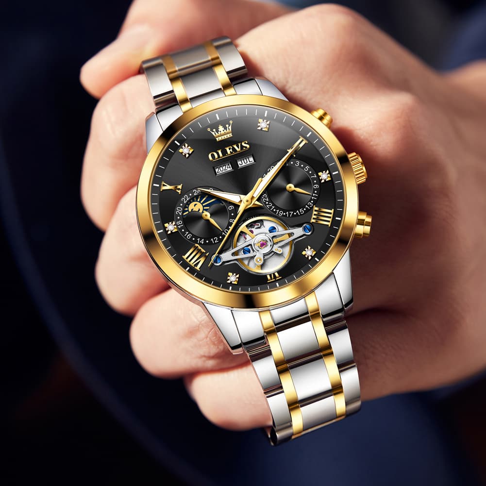 OLEVS 7029 Open Heart Automatic Mechanical Watch For Men - Silver White Watch | Olevs Watch Store