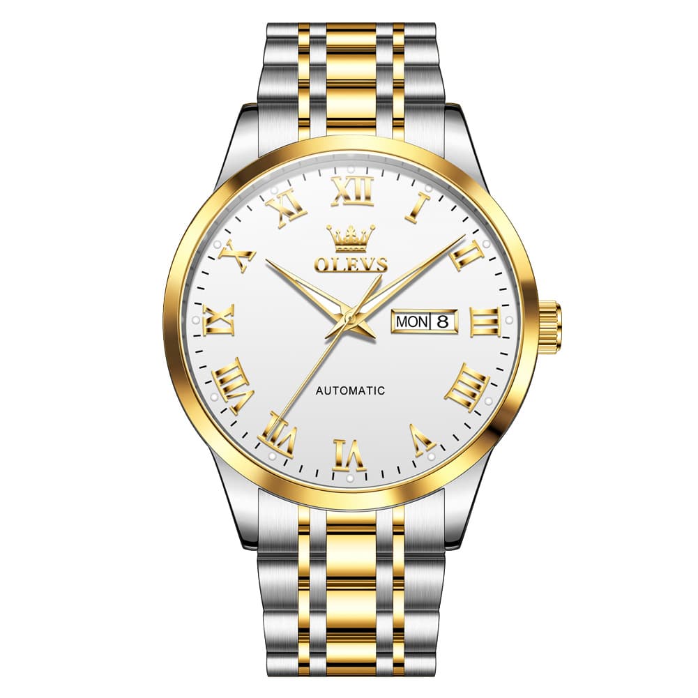 OLEVS 7060 Classic Roman Numeral Automatic Watch For Men - All Gold Watch | Olevs Watch Store