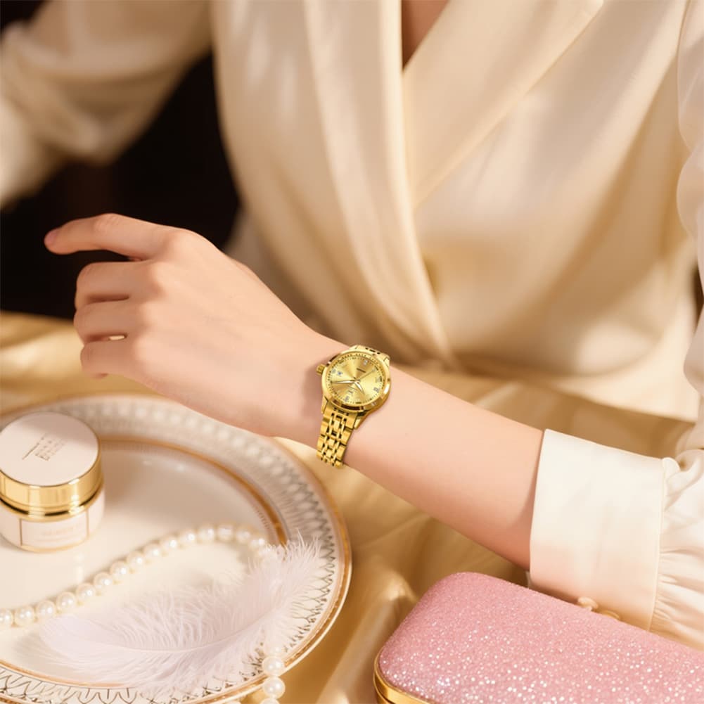 OLEVS 7062 Classic Automatic Watch For Women - All Gold Watch | Olevs Watch Store
