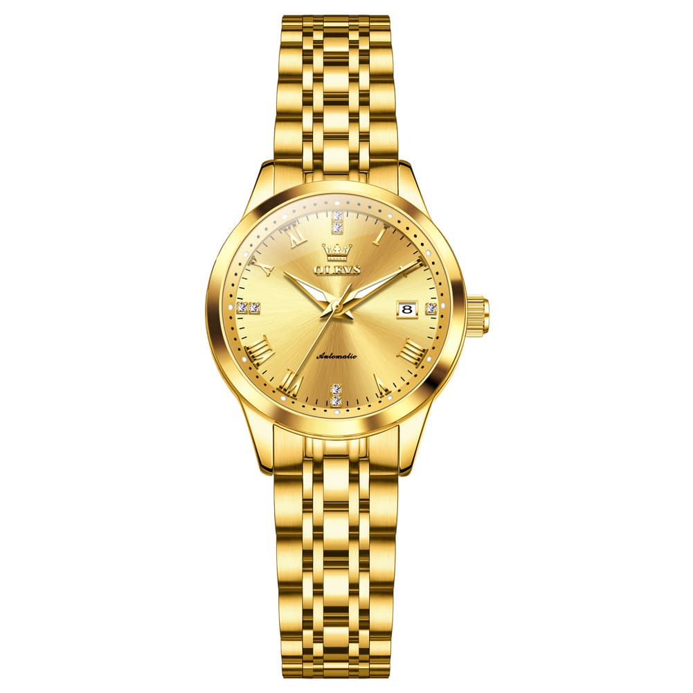 OLEVS 7062 Classic Automatic Watch For Women - All Gold Watch | Olevs Watch Store