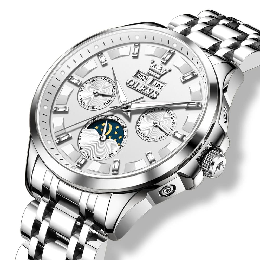 OLEVS 7070 Heavyweight Moon Phase Automatic Watch For Men - All Gold Watch | Olevs Watch Store