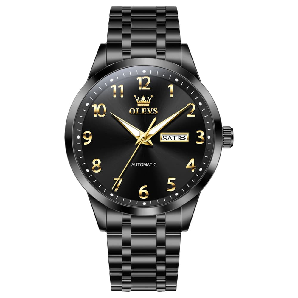 OLEVS 7078 Arabic Numeral Dual Calendar Automatic Watch For Men - All Gold Watch | Olevs Watch Store