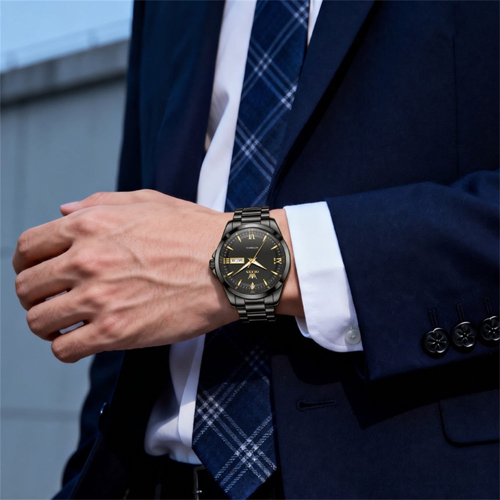 OLEVS 7099 all black watch business wrist style