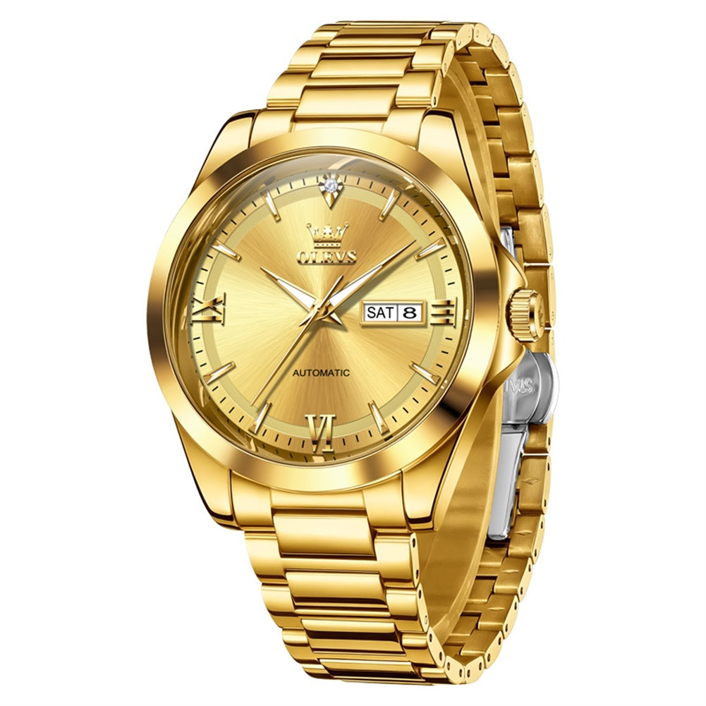 OLEVS 7099 all gold automatic watch full view