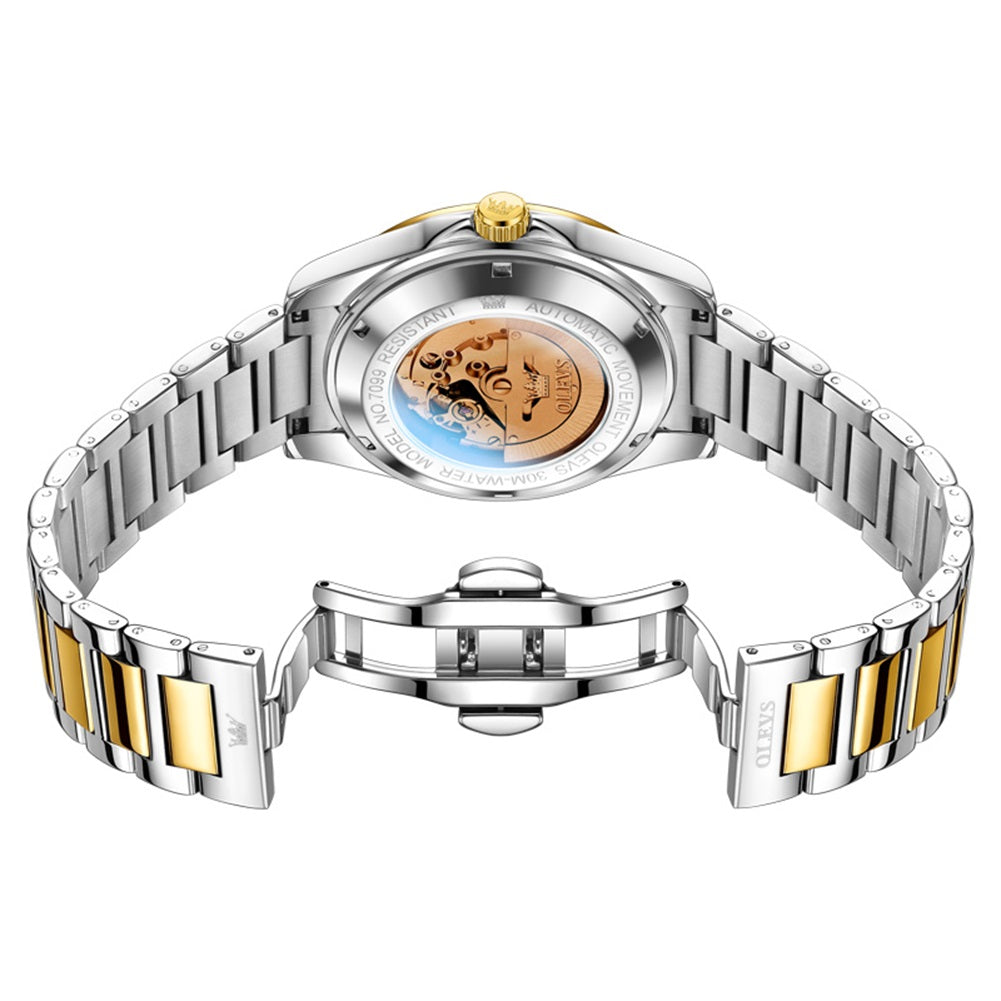 OLEVS 7099 exhibition caseback and butterfly clasp
