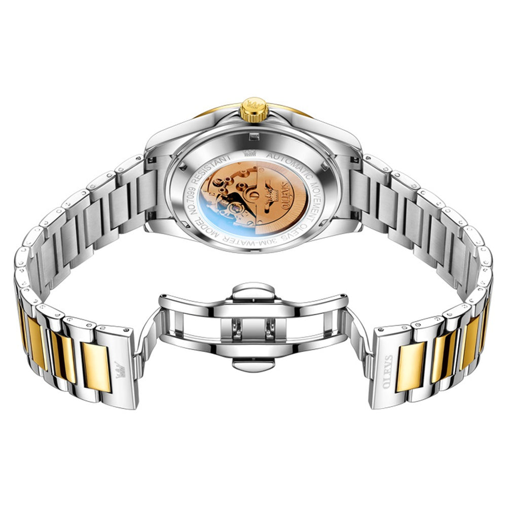 OLEVS 7099 exhibition caseback and butterfly clasp