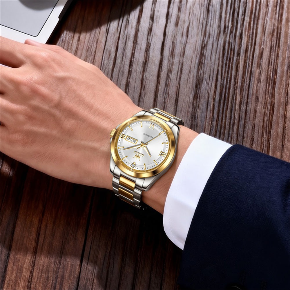 OLEVS 7099 two tone gold white watch wrist style