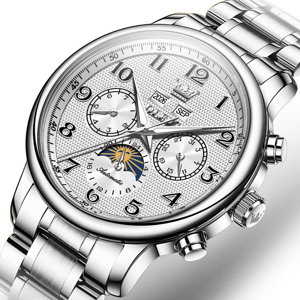 OLEVS 7126 Multifunction Automatic Mechanical Watch for Men - All Black Watch | Olevs Watch Store
