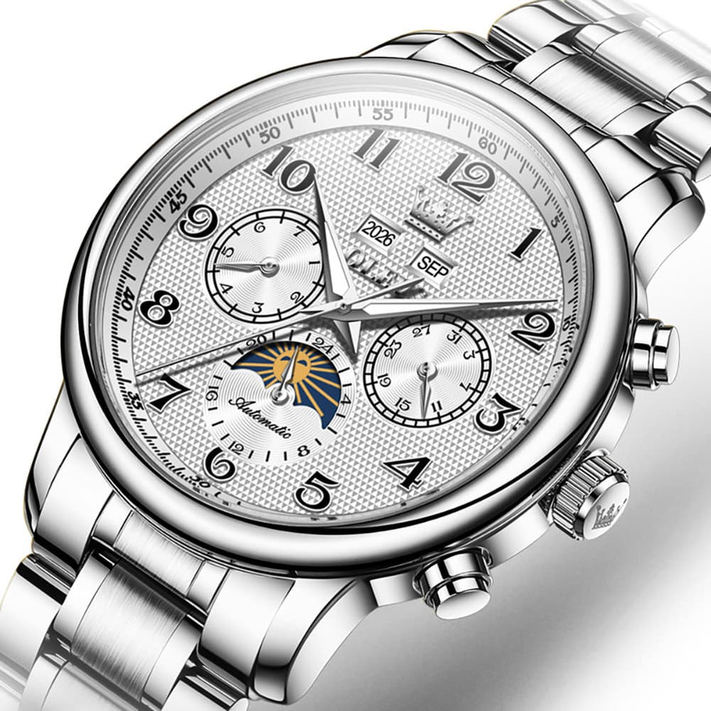 OLEVS 7126 Multifunction Automatic Mechanical Watch for Men - All Black Watch | Olevs Watch Store