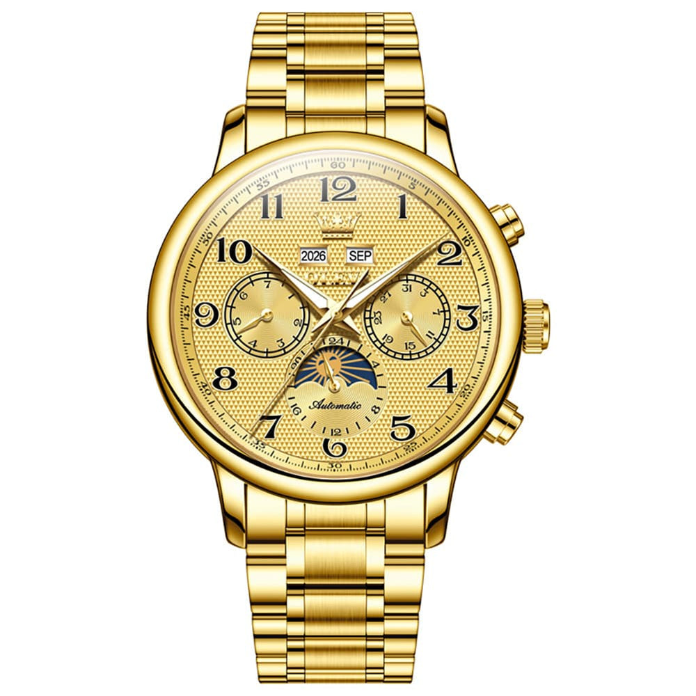 OLEVS 7126 Multifunction Automatic Mechanical Watch for Men - All Black Watch | Olevs Watch Store