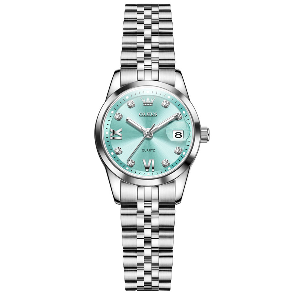 OLEVS 7133 Silver Mint Green front view