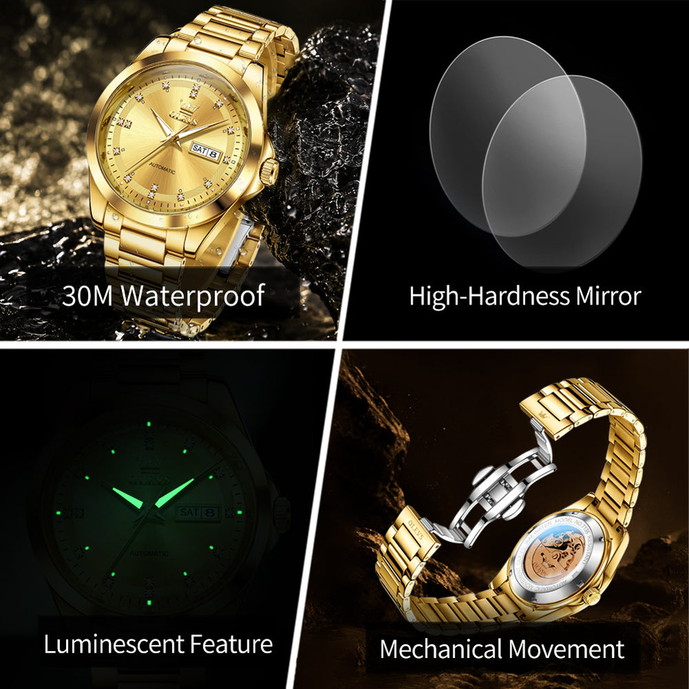 OLEVS 7136 automatic movement luminous and water resistant features
