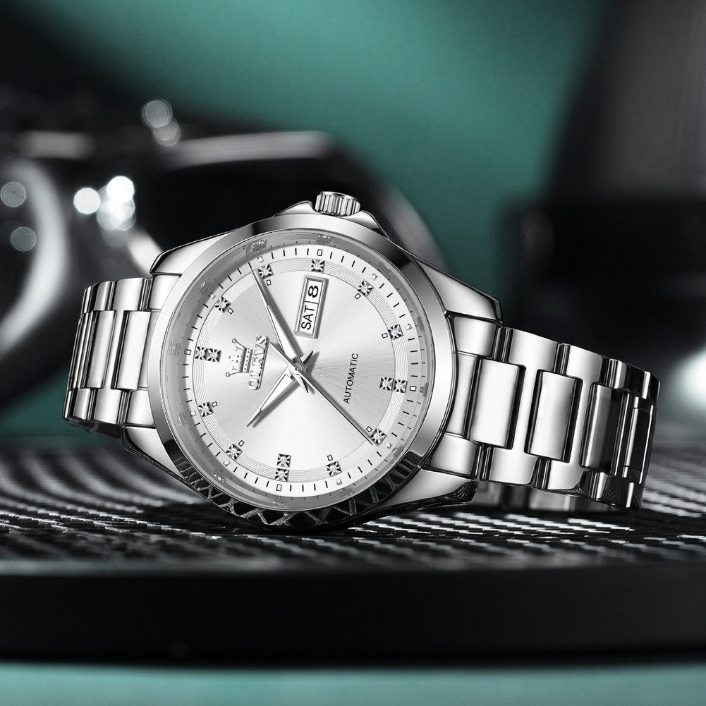 OLEVS 7136 Silver White business watch lifestyle