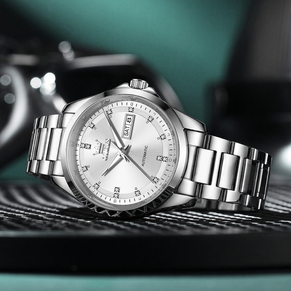OLEVS 7136 Silver White business watch lifestyle