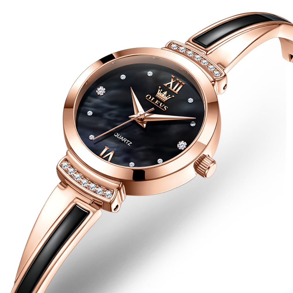 OLEVS 7140 Black mother of pearl dial closeup