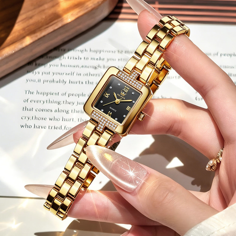 Lifestyle view of OLEVS 7141 jewelry inspired women's watch