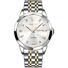 OLEVS 9931 Classic Diamond Stainless Steel Watch for Men - Two-Tone White Watch | Olevs Watch Store