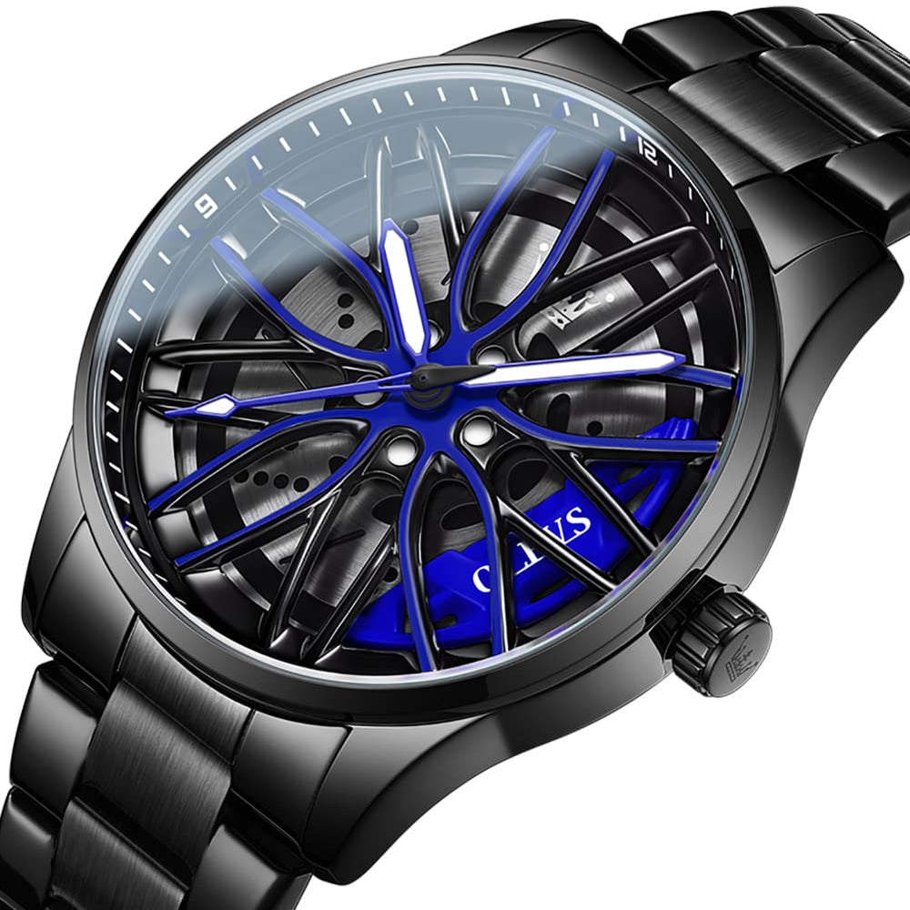 OLEVS 9937 Wheel Caliper Rim Racing Quartz Watch for Men - Silver Caliper Watch | Olevs Watch Store