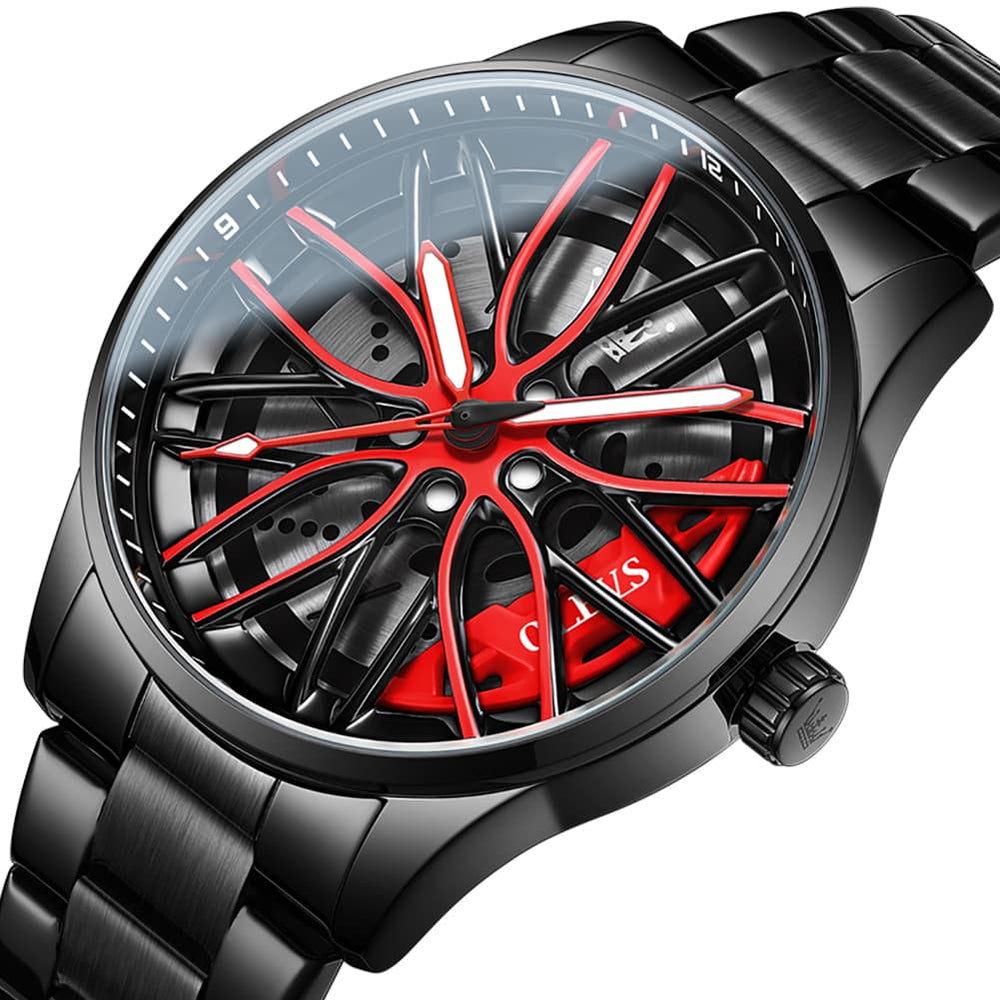 OLEVS 9937 Wheel Caliper Rim Racing Quartz Watch for Men - Silver Caliper Watch | Olevs Watch Store