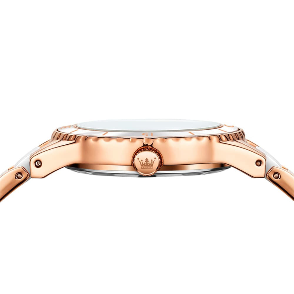 OLEVS 9985 Two Tone Ceramic Bracelet Quartz Watch for Women - Silver White Watch | Olevs Watch Store