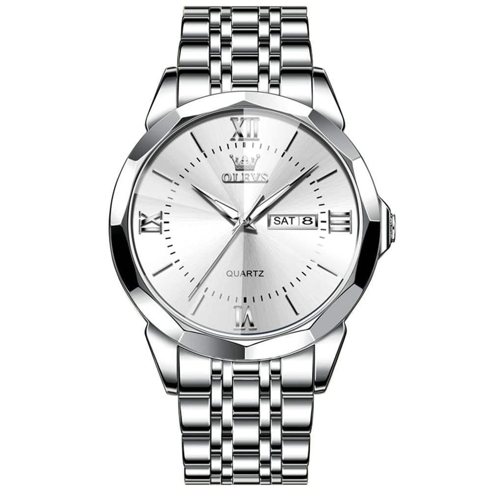 OLEVS 9989 Diamond Cut Glass Couple Dress Watch for Men and Women - Women All Gold Watch | Olevs Watch Store