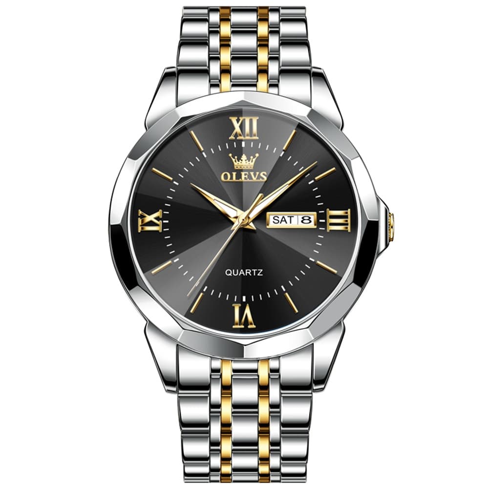 OLEVS 9989 Diamond Cut Glass Couple Dress Watch for Men and Women - Women All Gold Watch | Olevs Watch Store